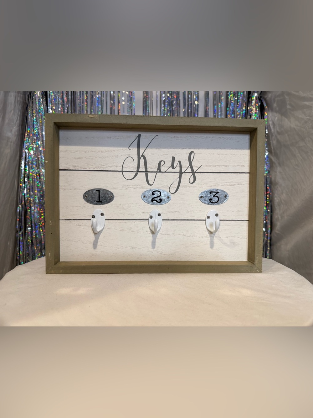 Hobby Lobby White and Brown 'Keys' Wall Hook Rack